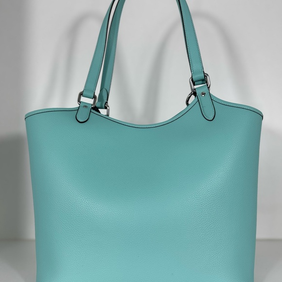 COACH Day Tote Bag in Aqua Blue & Matching Flower Charm - Picture 8 of 14